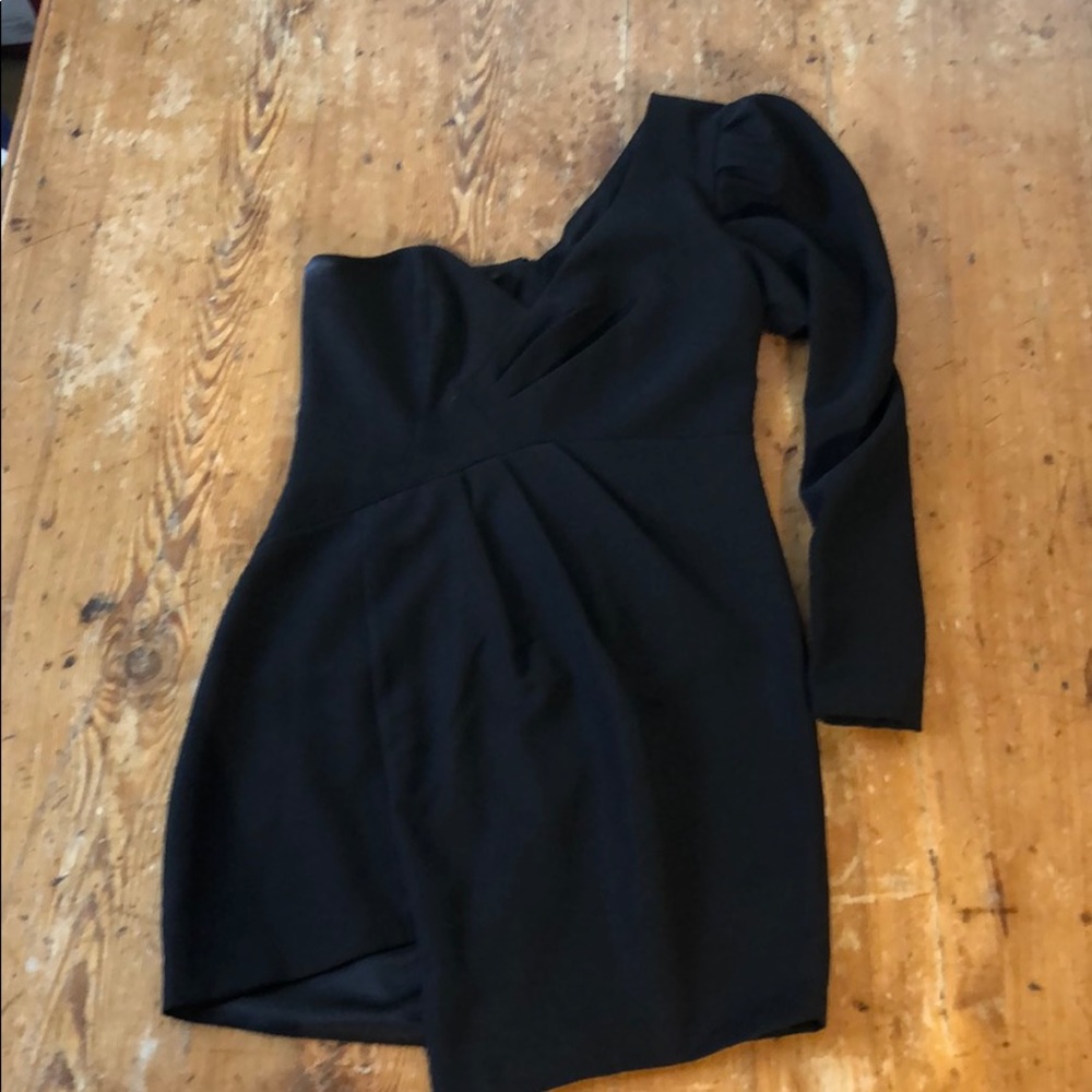 Black, one shoulder Bardot mini dress